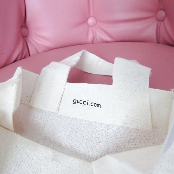 GUCCI Reusable Cotton Canvas Tote Bag Mini / in Cream - Picture 3 of 7